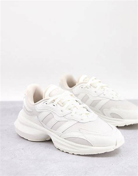 adidas Originals Zentic trainers in off white with blush tab 